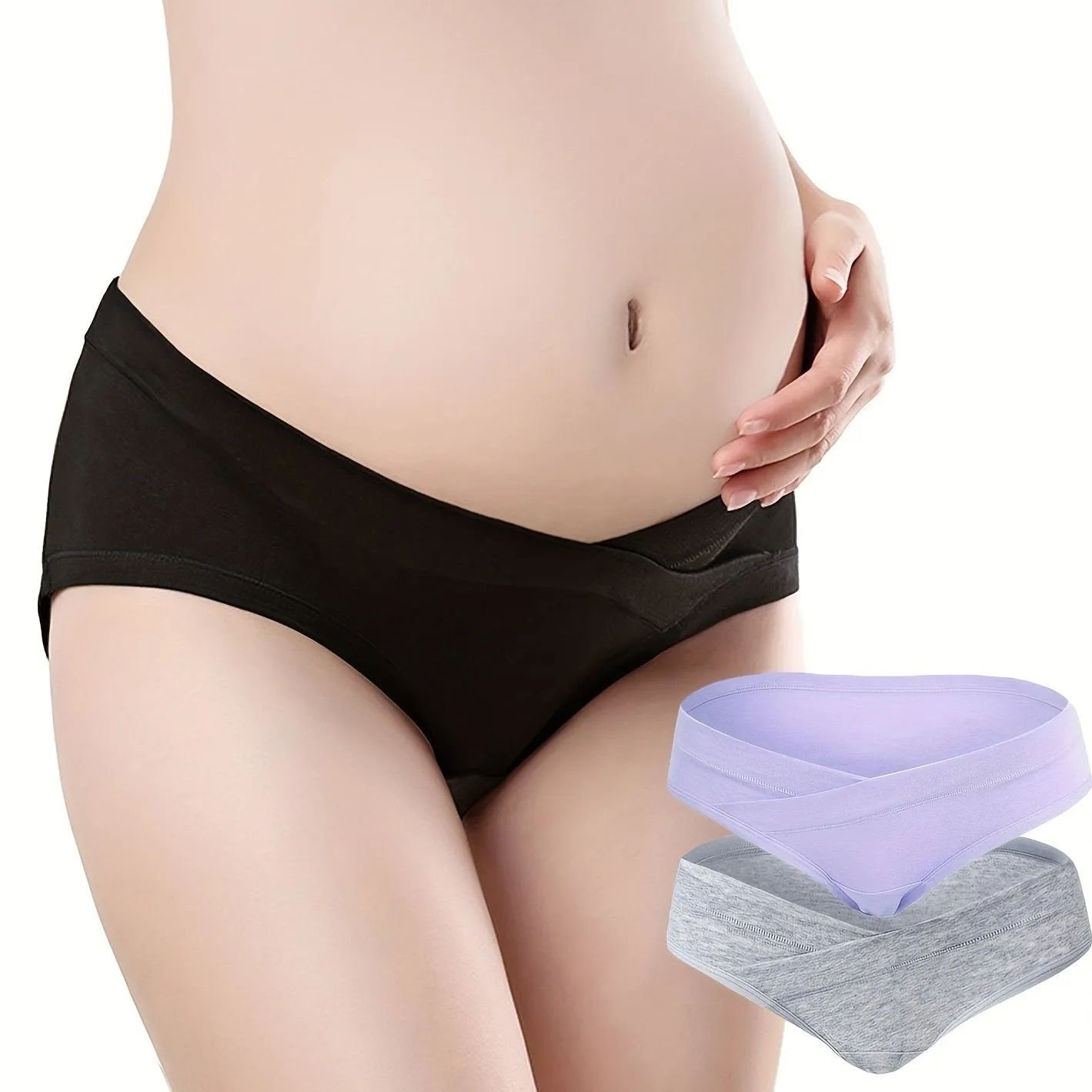 3pcs Women's Low Waist Maternity Panties, Comfortable Breathable Underwear Pants For Pregnancy Tummy Support