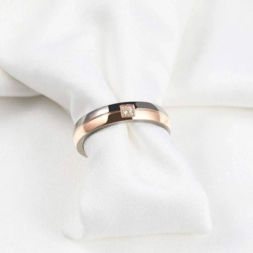 4mm Titanium Wedding Band with Diamond