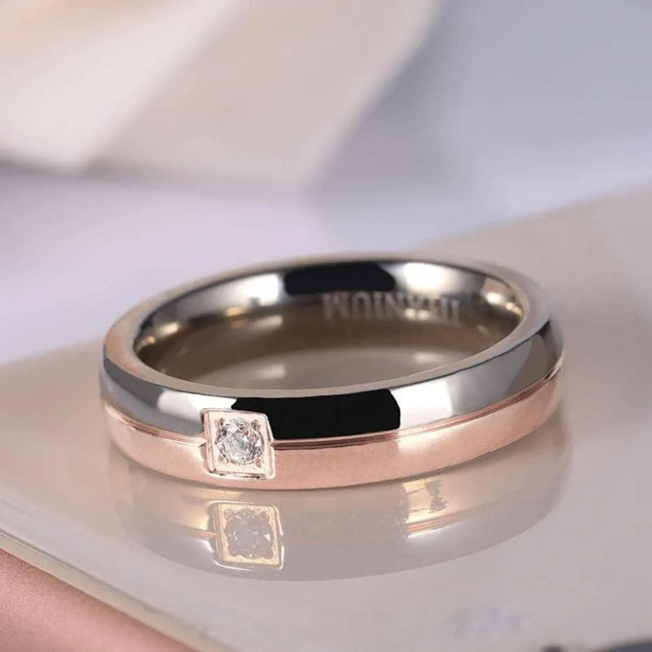 4mm Titanium Wedding Band with Diamond