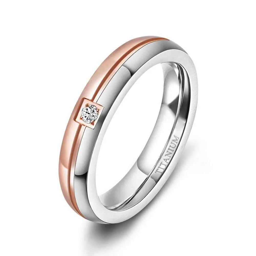 4mm Titanium Wedding Band with Diamond