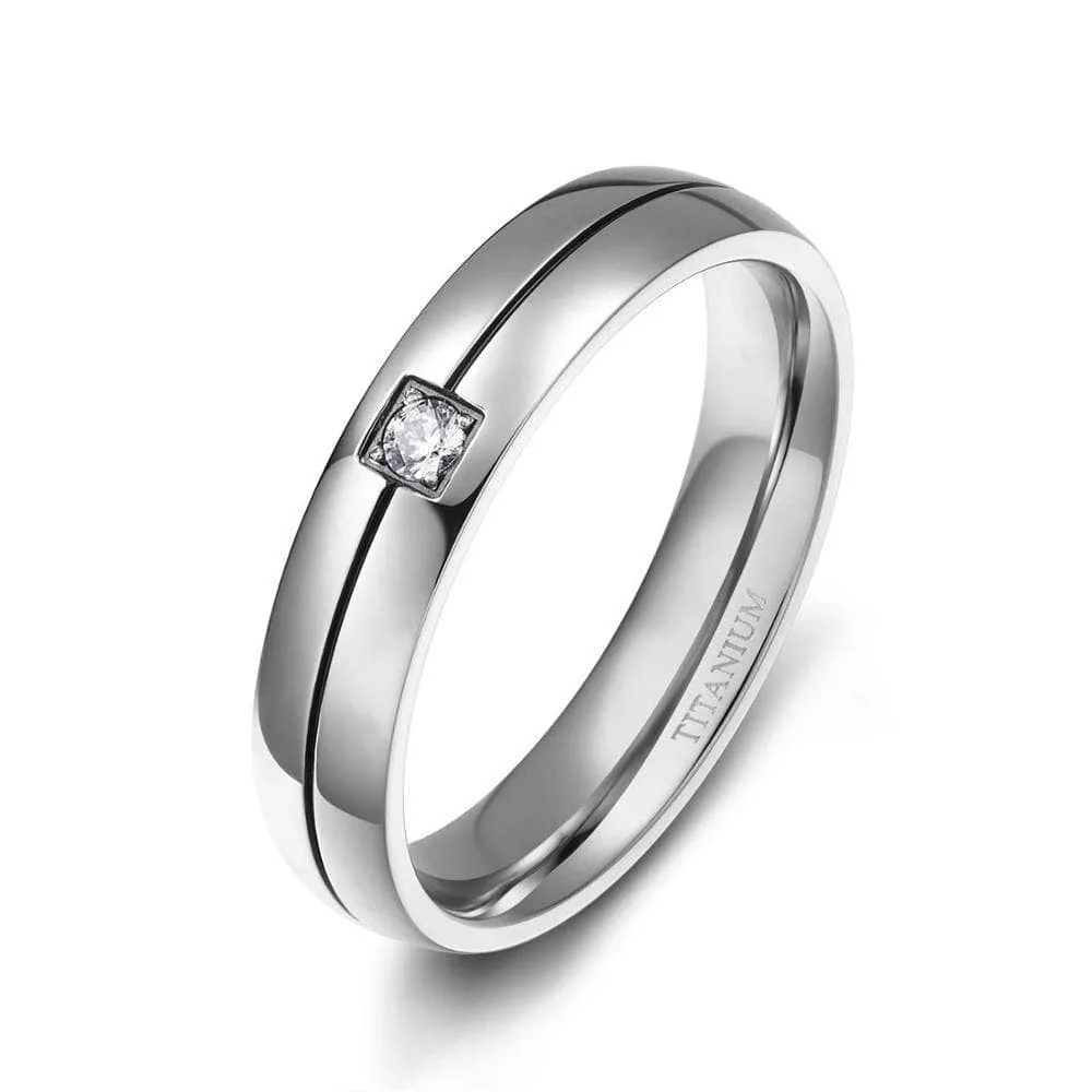 4mm Titanium Wedding Band with Diamond