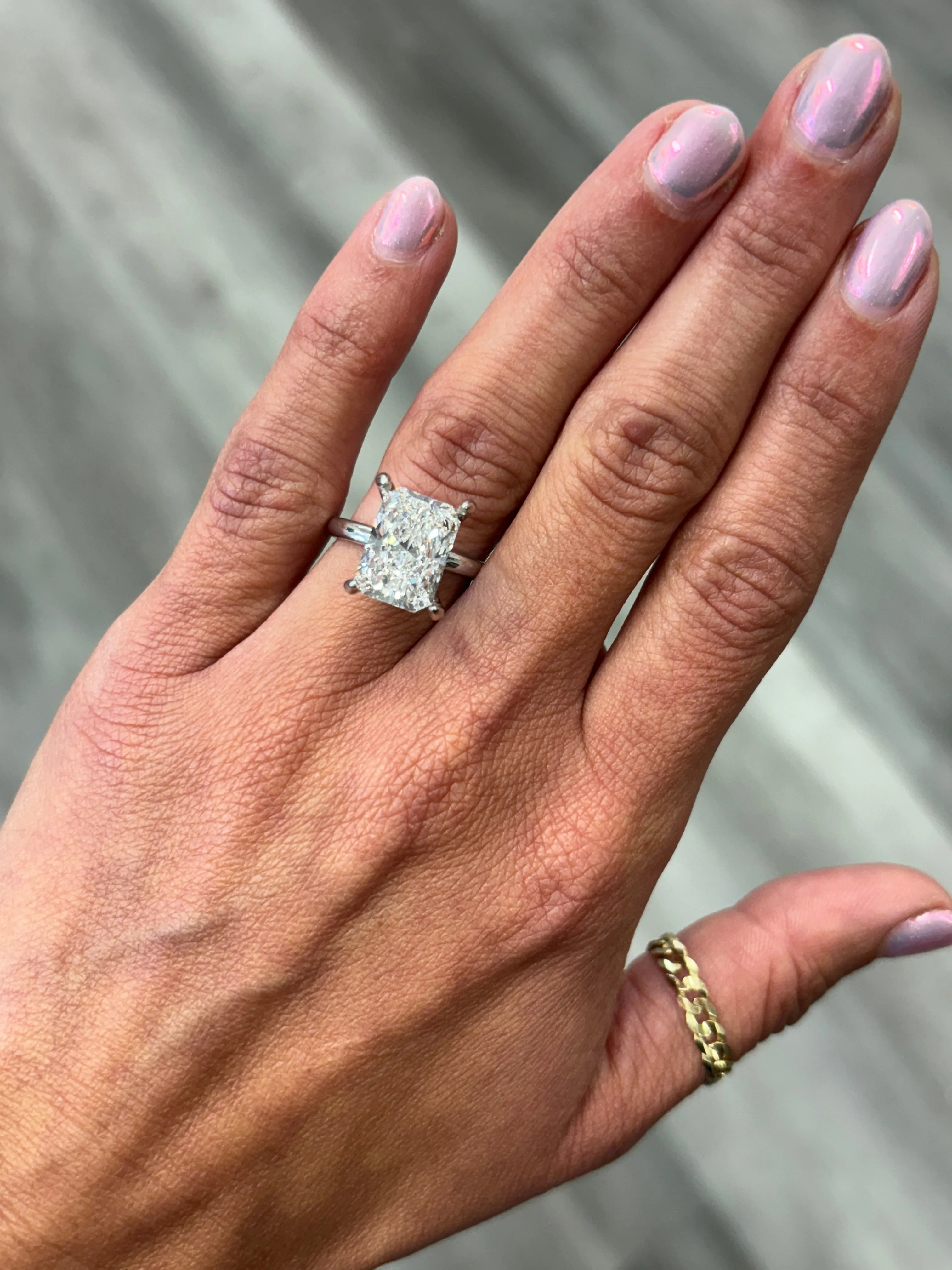 5.02CT Radiant Lab Grown Diamond Solitaire Engagement Ring