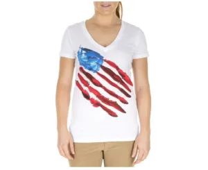 5.11 WOMEN'S FEATHER FLAG TEE (V-NECK), WHITE