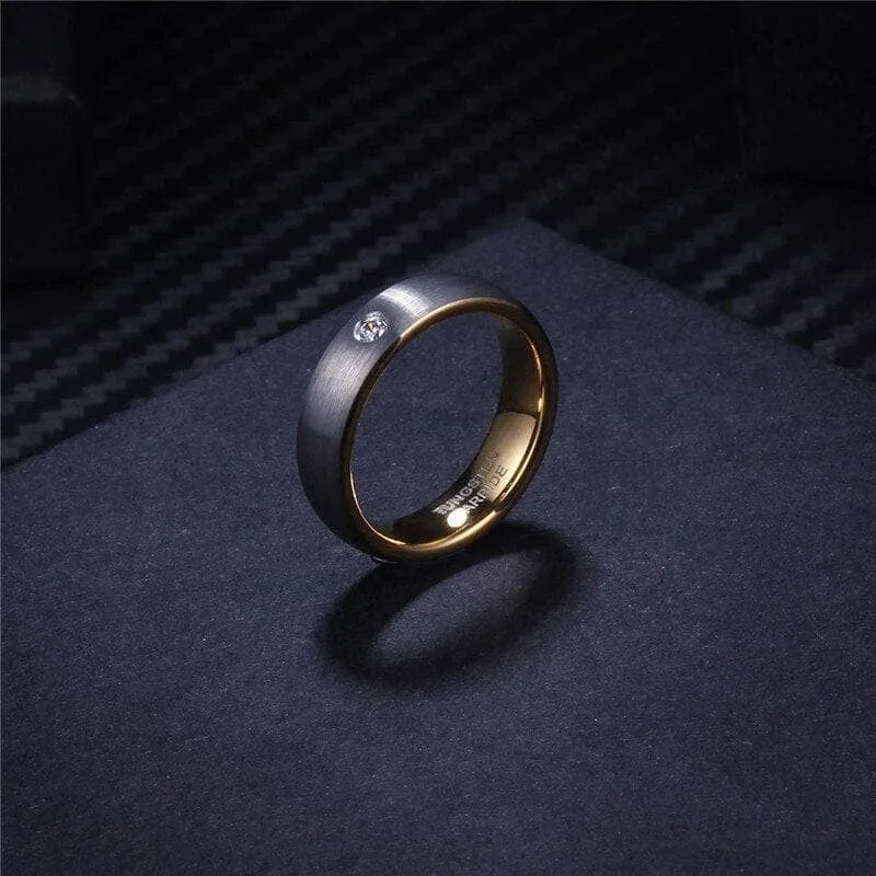 5mm Simple Dome Brushed Finished Tungsten Carbide Women's Wedding Band with Created Diamond