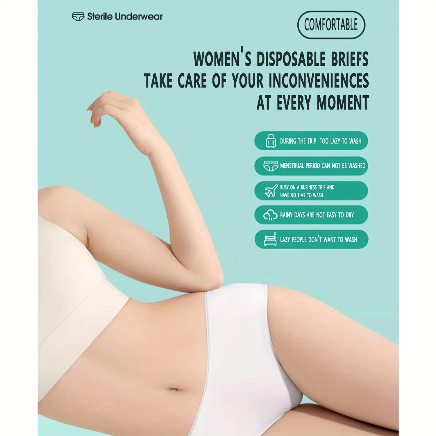 5pcs Women's Disposable Briefs - Soft, Comfortable for Travel, Hotels & Emergencies