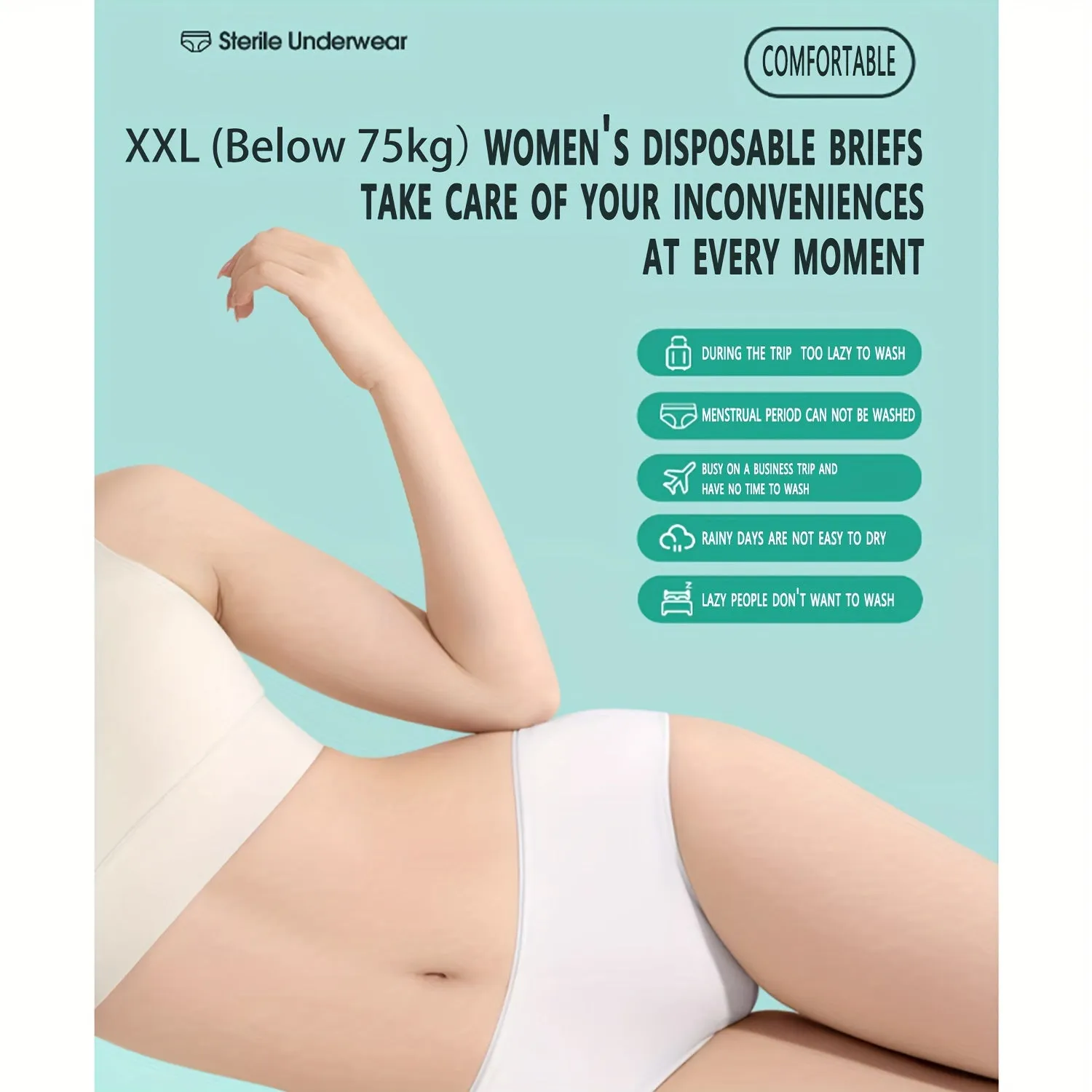 5pcs Women's Disposable Briefs - Soft, Comfortable for Travel, Hotels & Emergencies