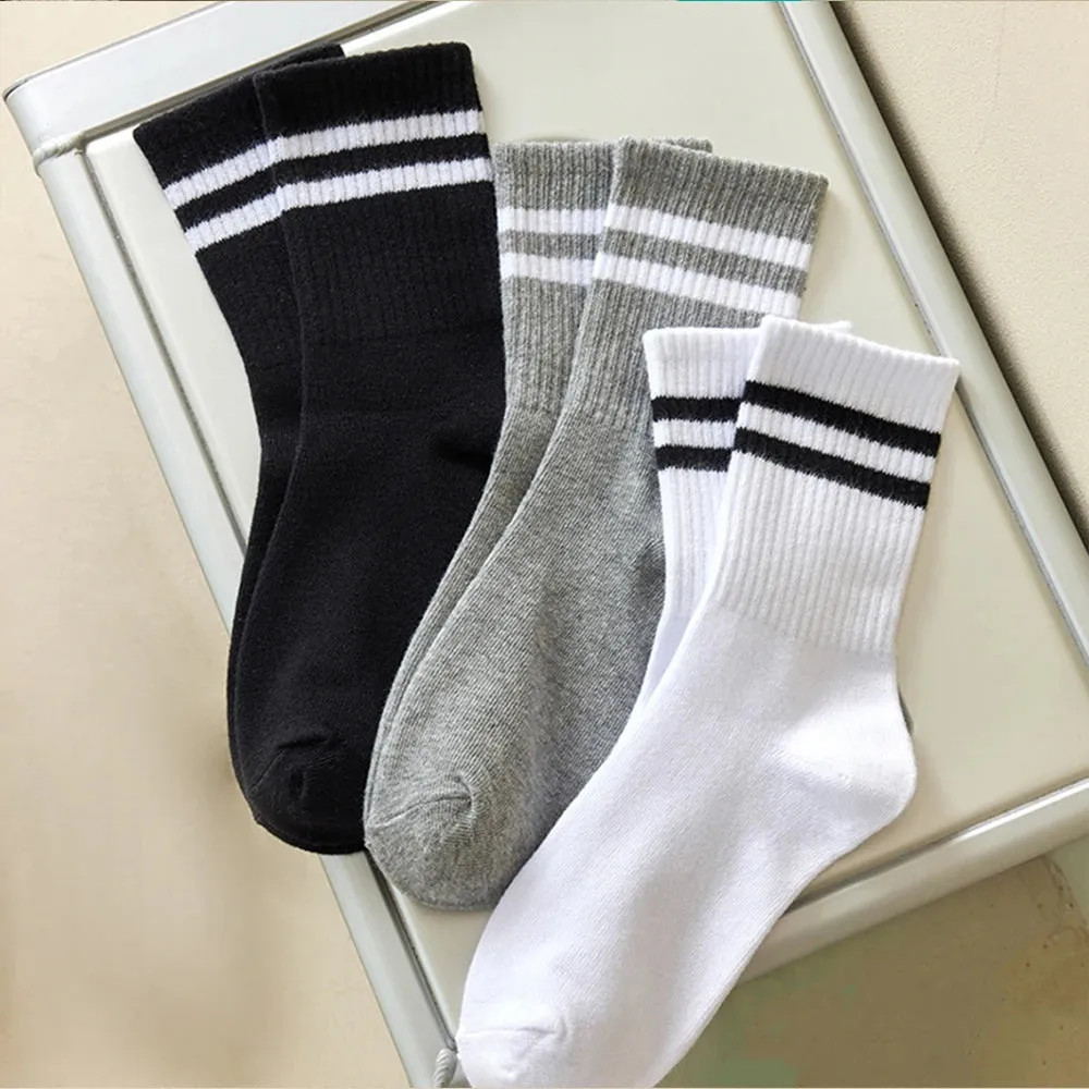 6 Pairs Women's Mid-Tube Socks - Solid Color, Autumn Winter Breathable Sport Sweat Absorbent Socks