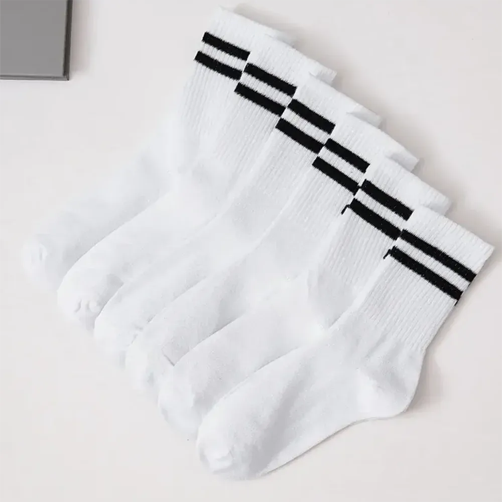 6 Pairs Women's Mid-Tube Socks - Solid Color, Autumn Winter Breathable Sport Sweat Absorbent Socks