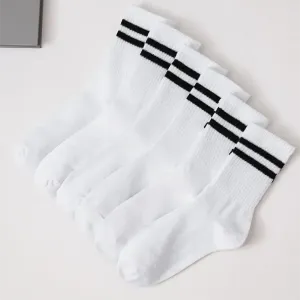 6 Pairs Women's Mid-Tube Socks - Solid Color, Autumn Winter Breathable Sport Sweat Absorbent Socks