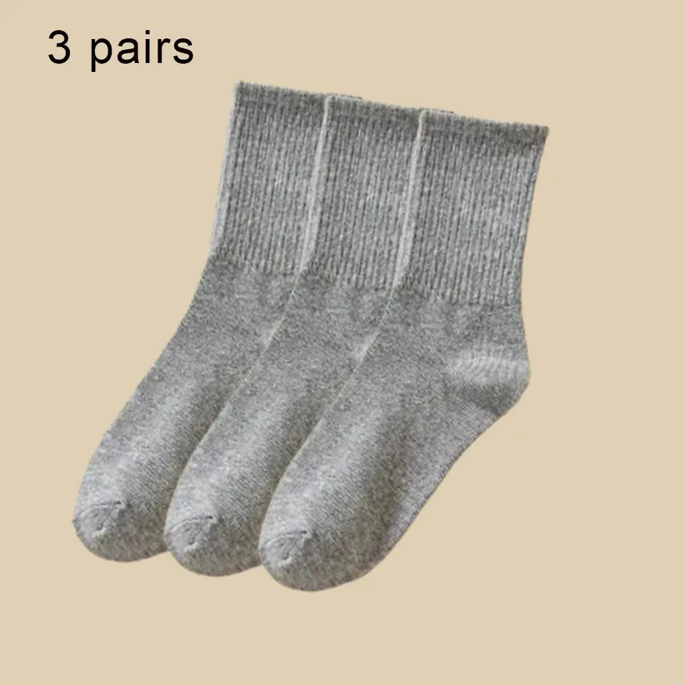 6 Pairs Women's Mid-Tube Socks - Solid Color, Autumn Winter Breathable Sport Sweat Absorbent Socks