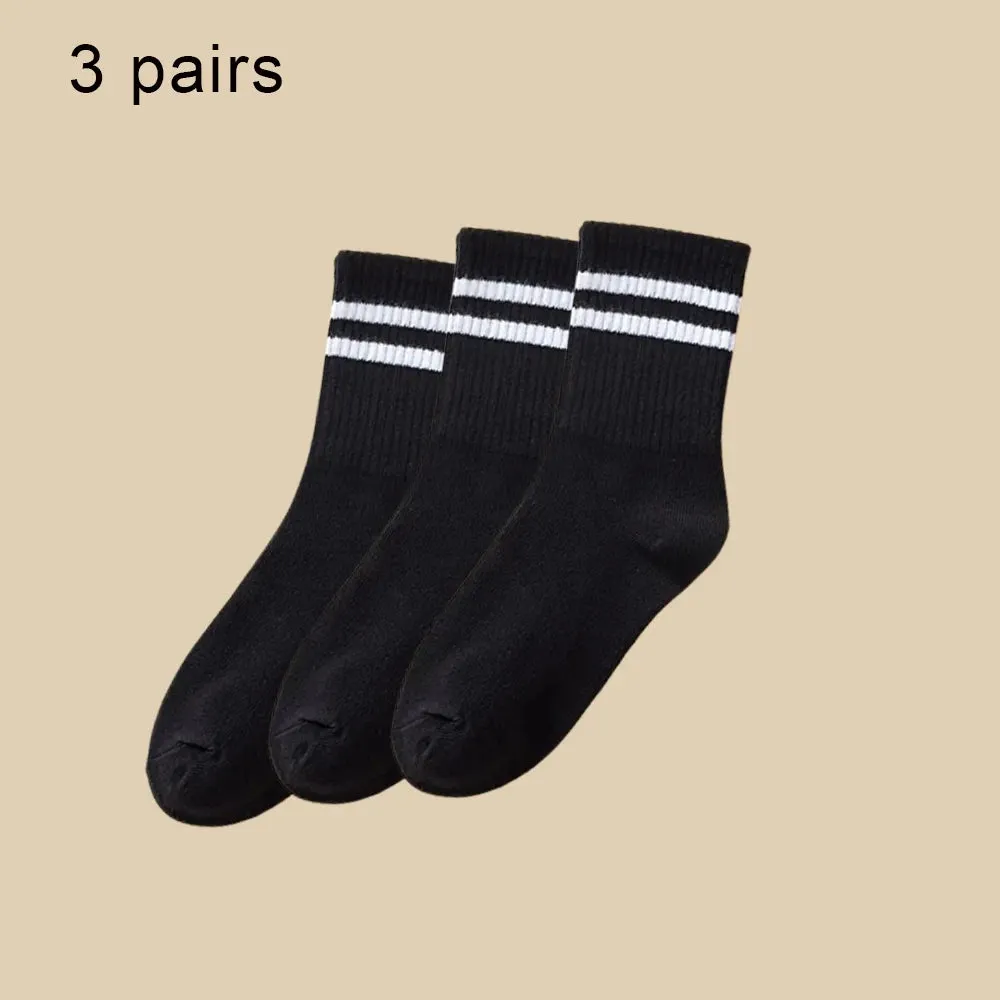 6 Pairs Women's Mid-Tube Socks - Solid Color, Autumn Winter Breathable Sport Sweat Absorbent Socks