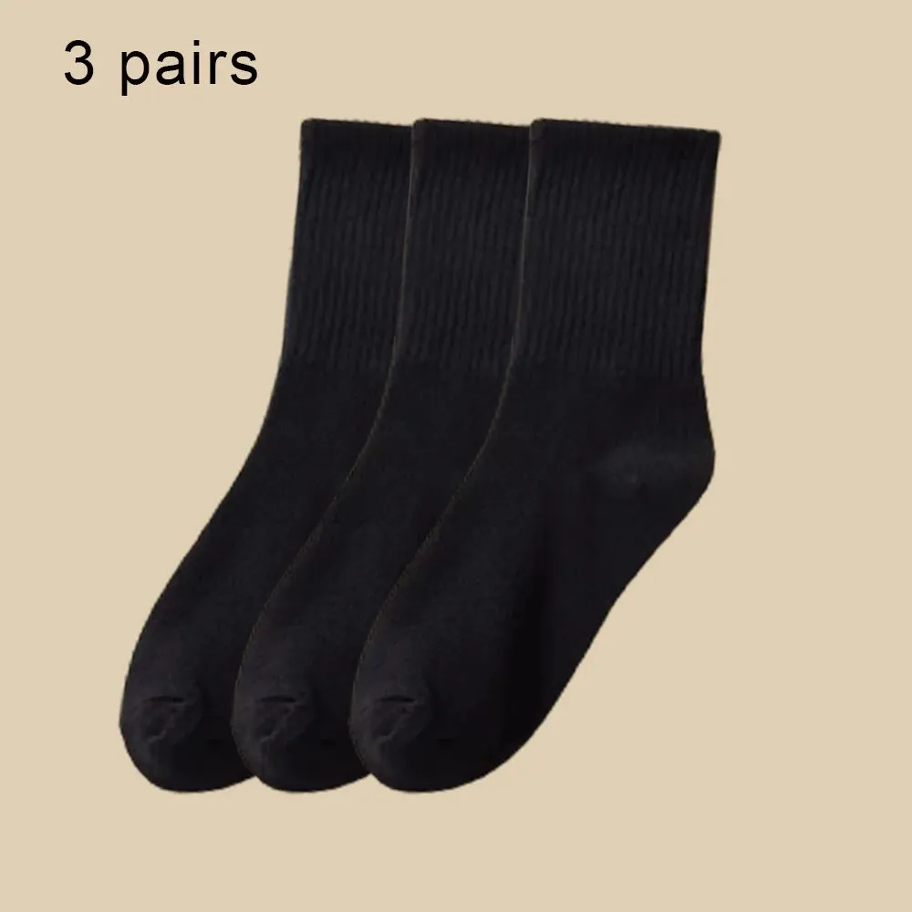 6 Pairs Women's Mid-Tube Socks - Solid Color, Autumn Winter Breathable Sport Sweat Absorbent Socks