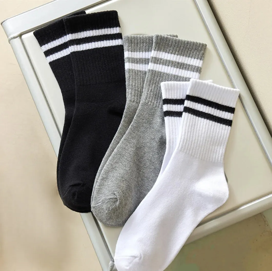 6 Pairs Women's Mid-Tube Socks - Solid Color, Autumn Winter Breathable Sport Sweat Absorbent Socks