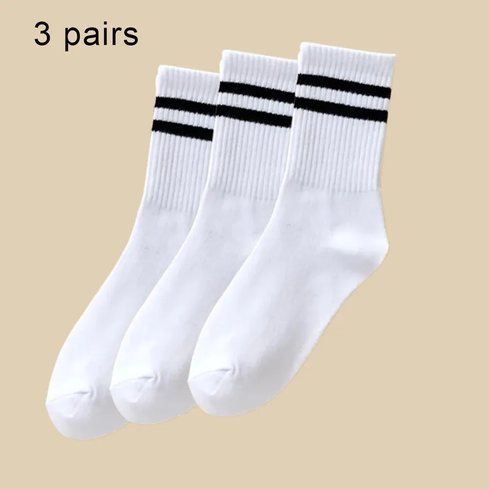 6 Pairs Women's Mid-Tube Socks - Solid Color, Autumn Winter Breathable Sport Sweat Absorbent Socks