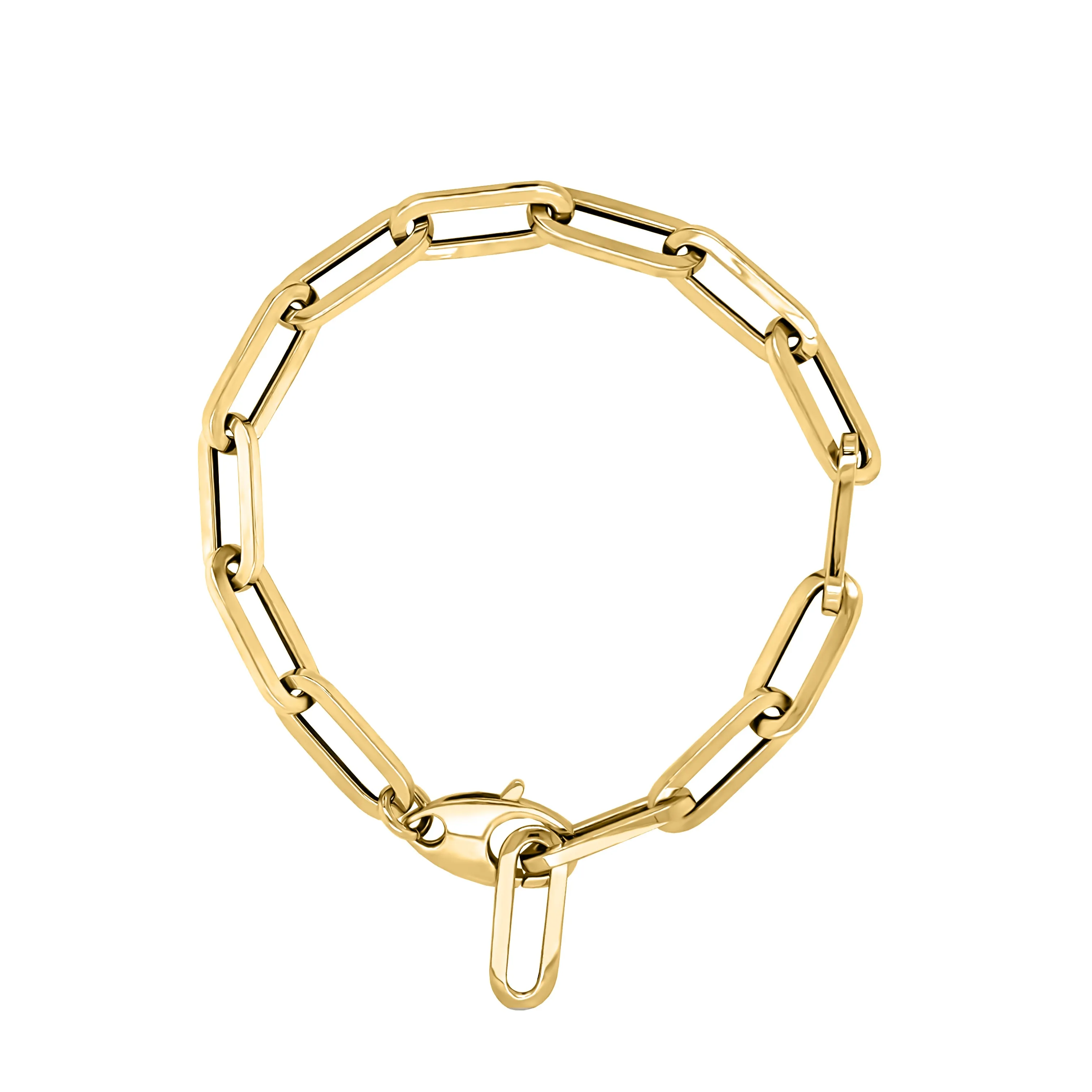 6.0MM Link Paperclip Link Chain Bracelet, 7.5" in 14K Gold