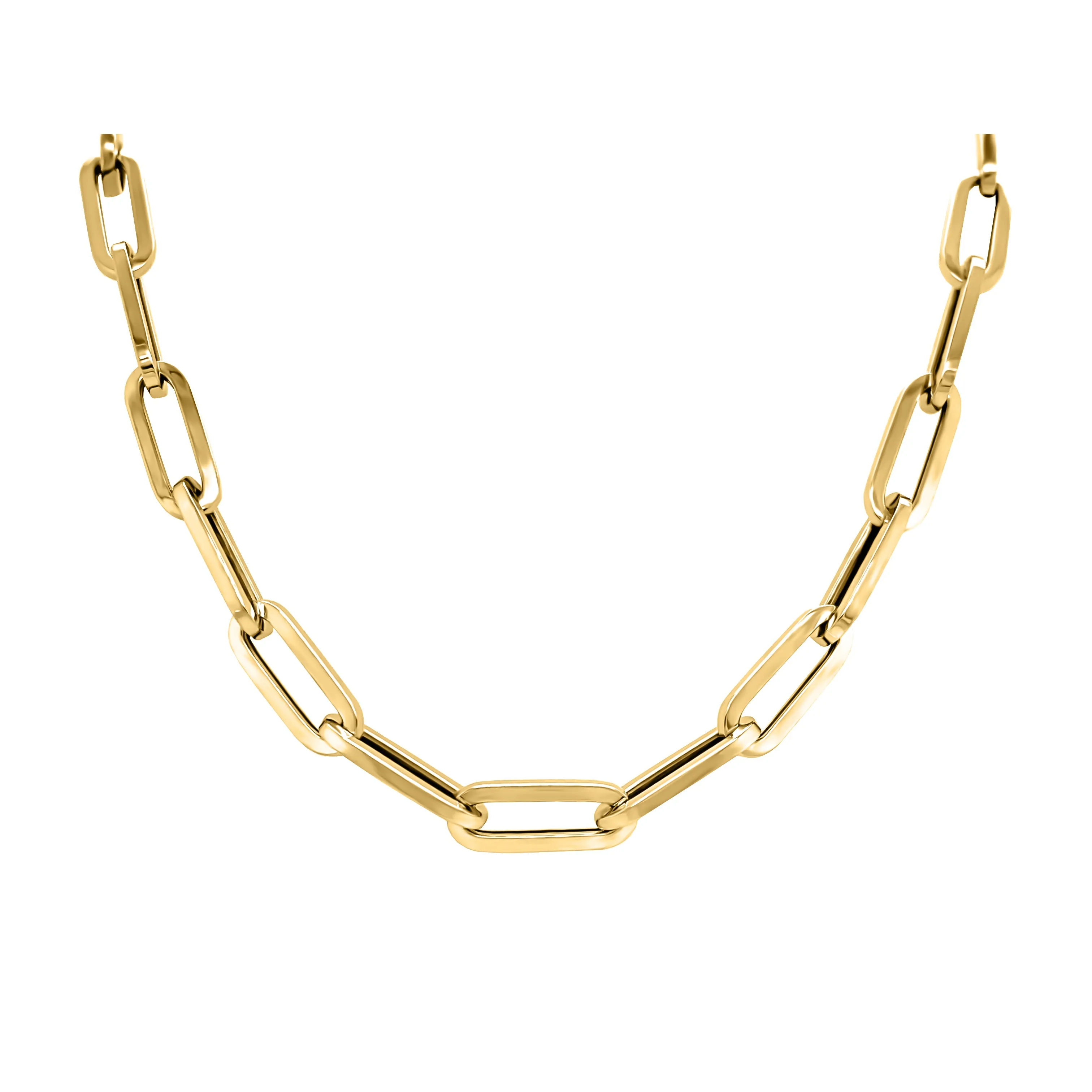 6.0MM Link Paperclip Link Chain Necklace, 20" in 14K Gold