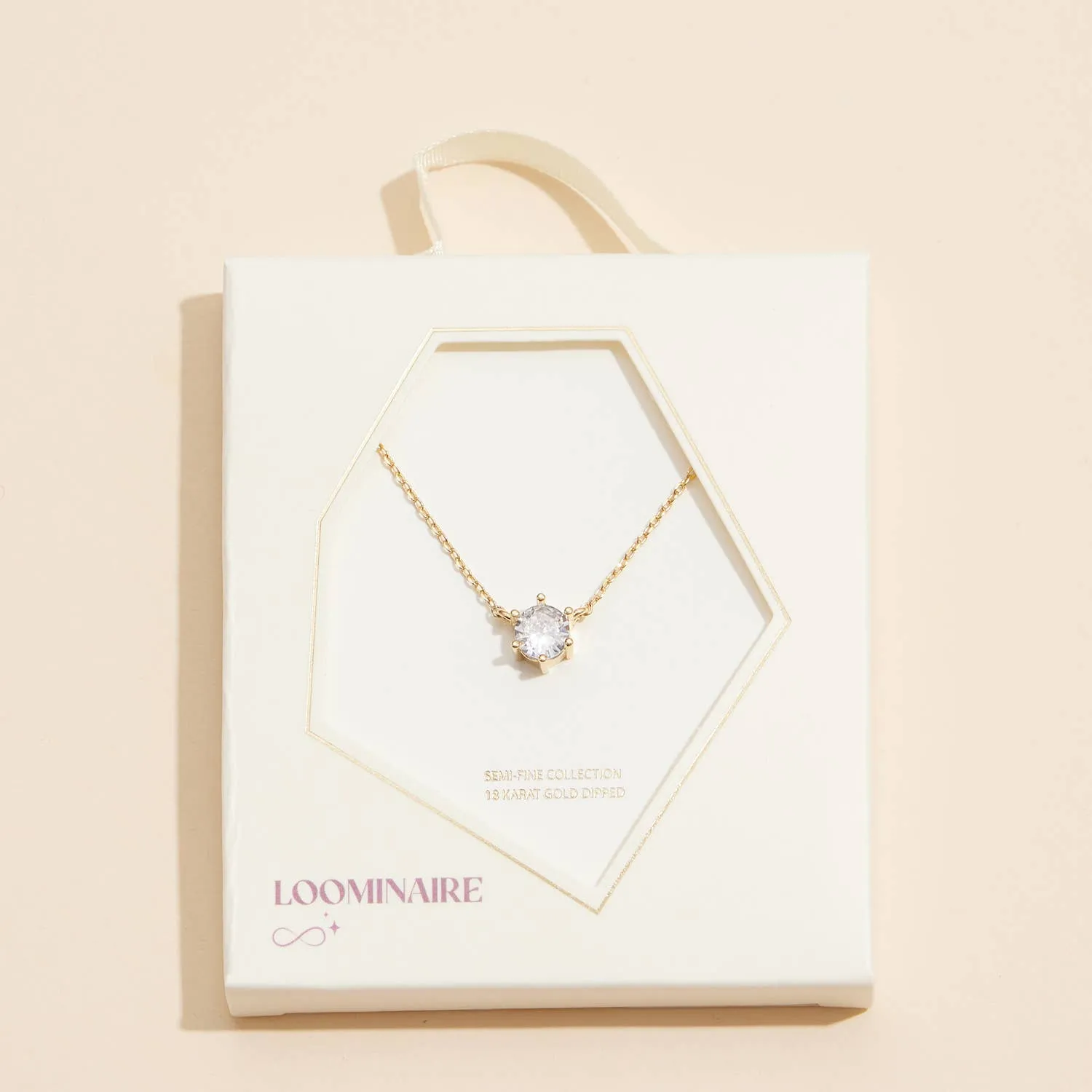 6mm Cubic Zirconia Stone Charm Necklace