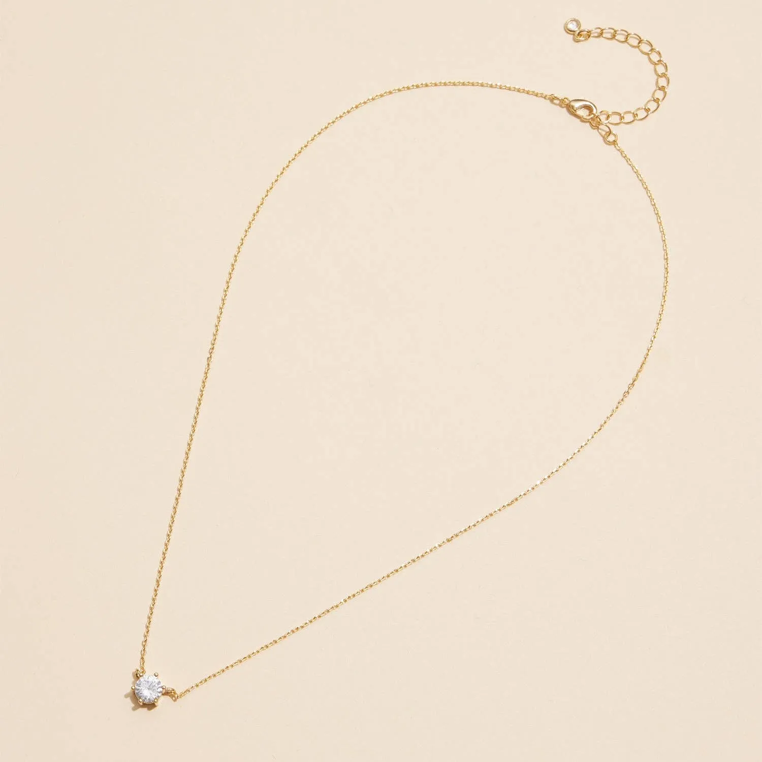 6mm Cubic Zirconia Stone Charm Necklace
