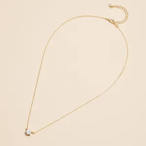6mm Cubic Zirconia Stone Charm Necklace