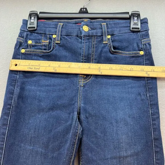 7 For All Mankind Jean Women's 25 (2) Dark Blue The High Waist Ankle Skinny