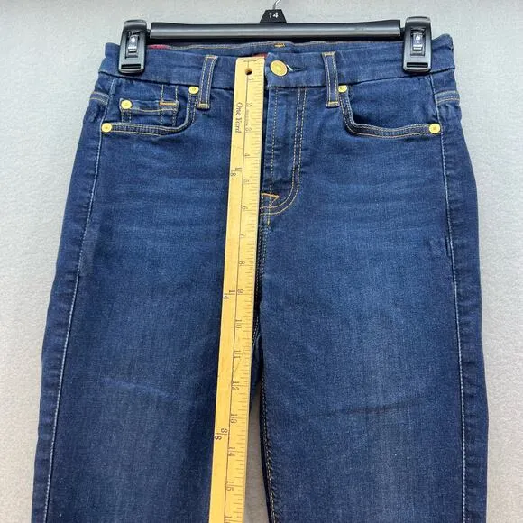 7 For All Mankind Jean Women's 25 (2) Dark Blue The High Waist Ankle Skinny
