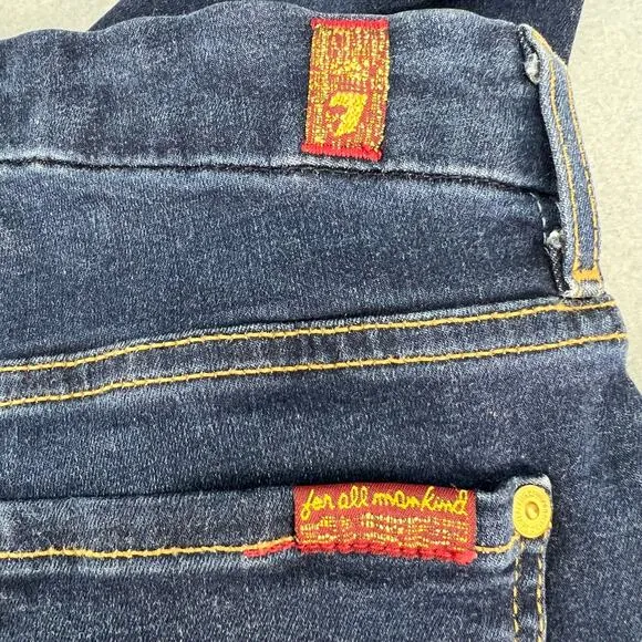 7 For All Mankind Jean Women's 25 (2) Dark Blue The High Waist Ankle Skinny