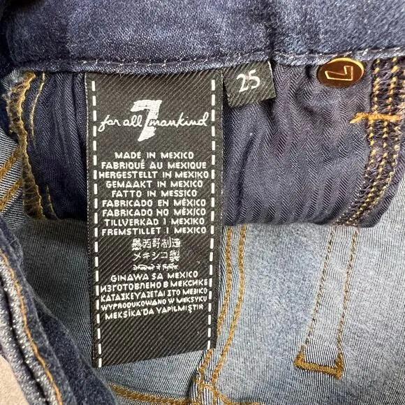 7 For All Mankind Jean Women's 25 (2) Dark Blue The High Waist Ankle Skinny