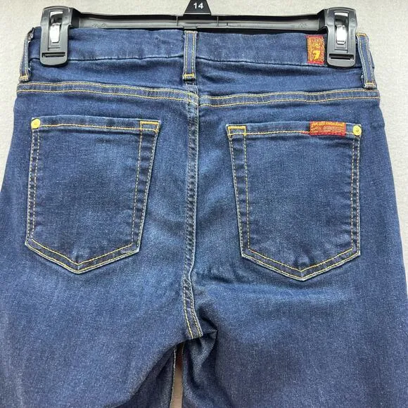 7 For All Mankind Jean Women's 25 (2) Dark Blue The High Waist Ankle Skinny