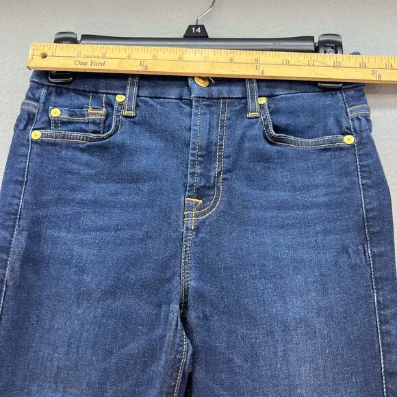 7 For All Mankind Jean Women's 25 (2) Dark Blue The High Waist Ankle Skinny