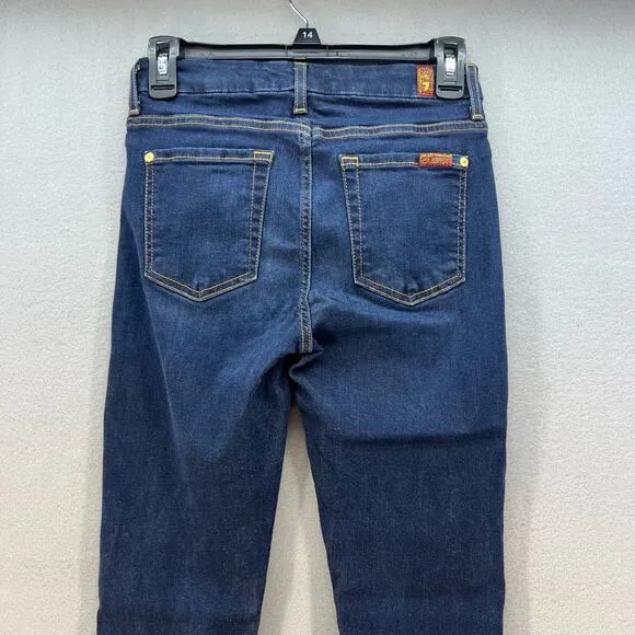 7 For All Mankind Jean Women's 25 (2) Dark Blue The High Waist Ankle Skinny