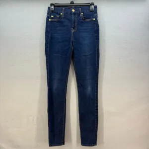 7 For All Mankind Jean Women's 25 (2) Dark Blue The High Waist Ankle Skinny