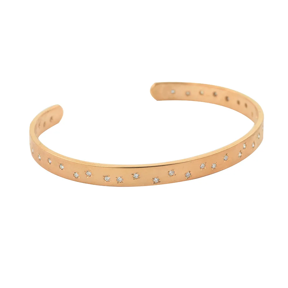 8mm Rose Gold Bangle With .56cents White Diamonds With 18kt Rose Gold Micron Plating