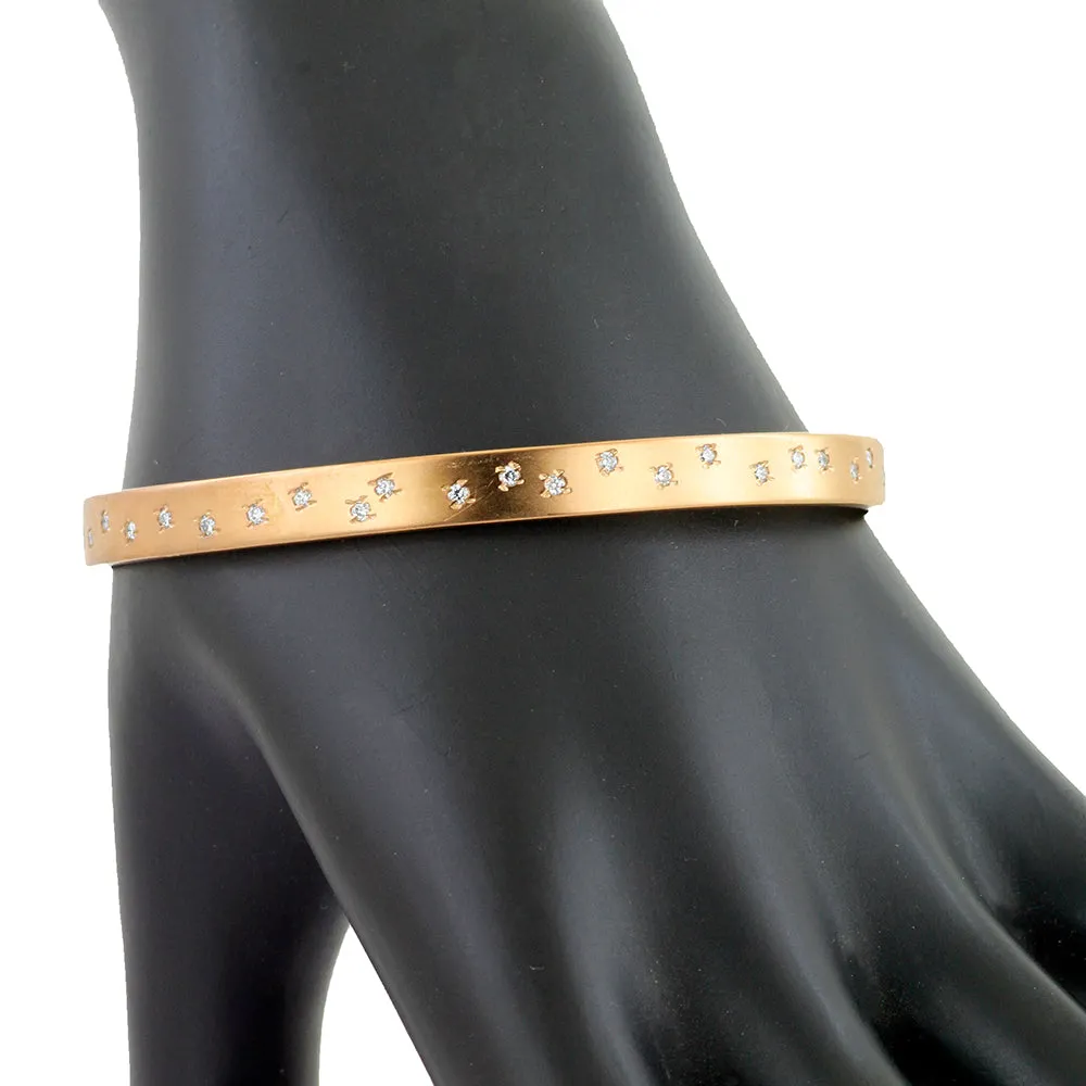 8mm Rose Gold Bangle With .56cents White Diamonds With 18kt Rose Gold Micron Plating