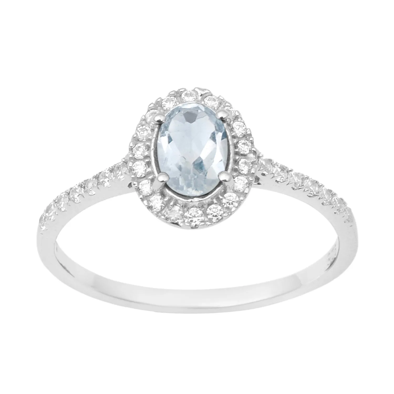 925 Sterling Silver Oval Aquamarine Women's Solitaire Ring