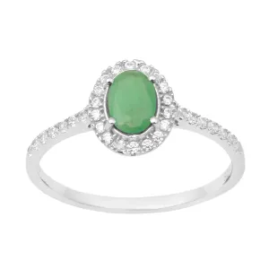 925 Sterling Silver Oval Emerald Women's Solitaire Ring