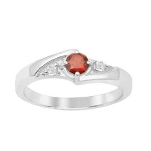 925 Sterling Silver Round Cut 4mm Garnet Women's Engagement Ring