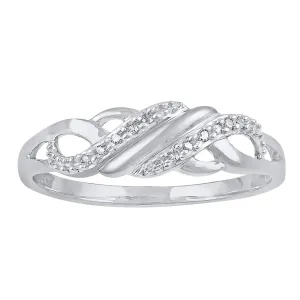 9ct White Gold Diamond Set Stackable Ring