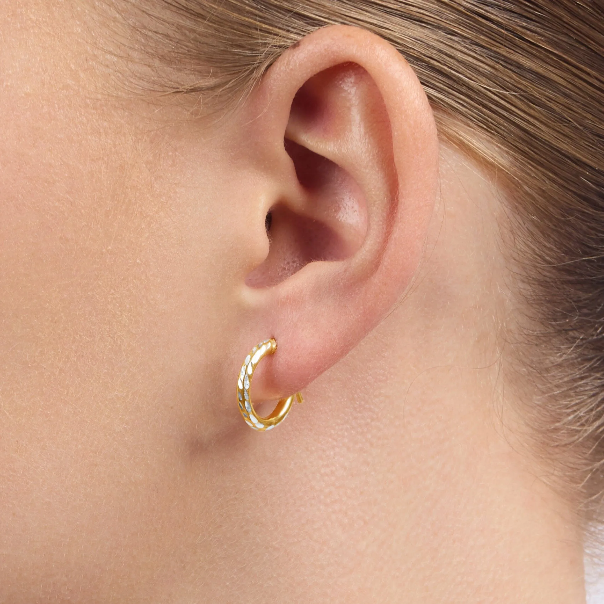 9ct Yellow Gold Silver Infused Hoops- 2mm x10mm