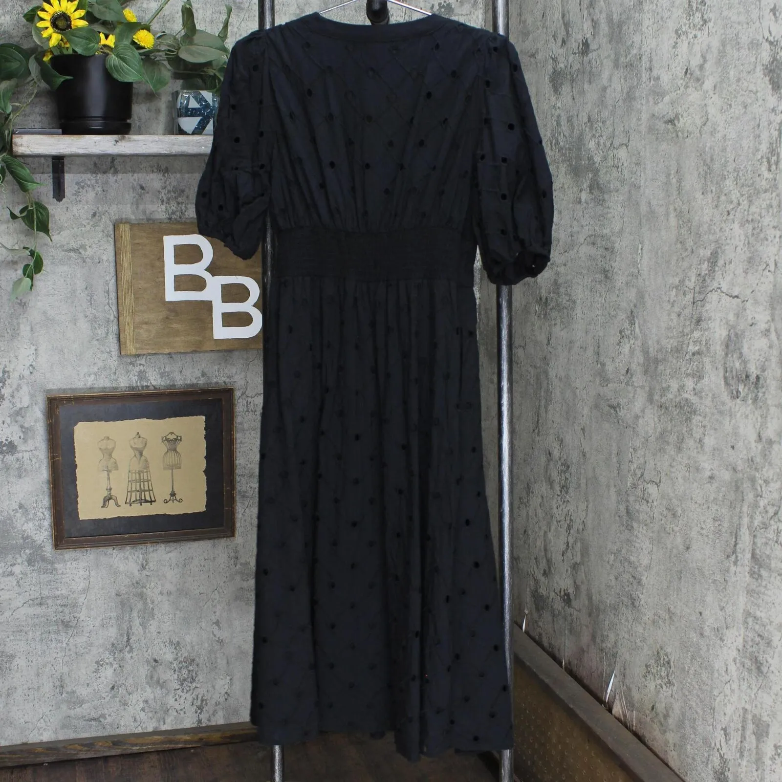 A New Day Women's Short Sleeve Eyelet Dress 78793759 Black S