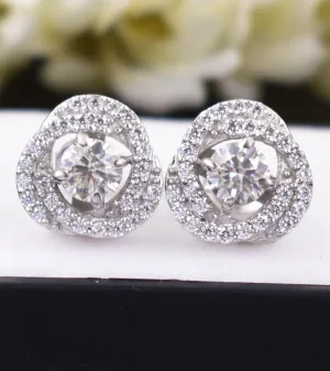 AAA Certified 1.10 Ct, Designer Off-White Diamond Studs with White Accents  ! Very Latest Collection & Ideal Gift for Lovely Wife