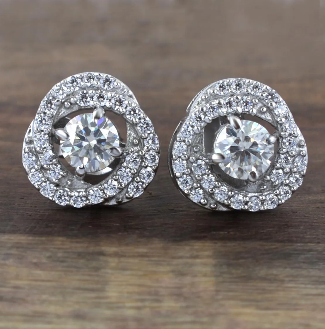 AAA Certified 1.10 Ct, Designer Off-White Diamond Studs with White Accents  ! Very Latest Collection & Ideal Gift for Lovely Wife