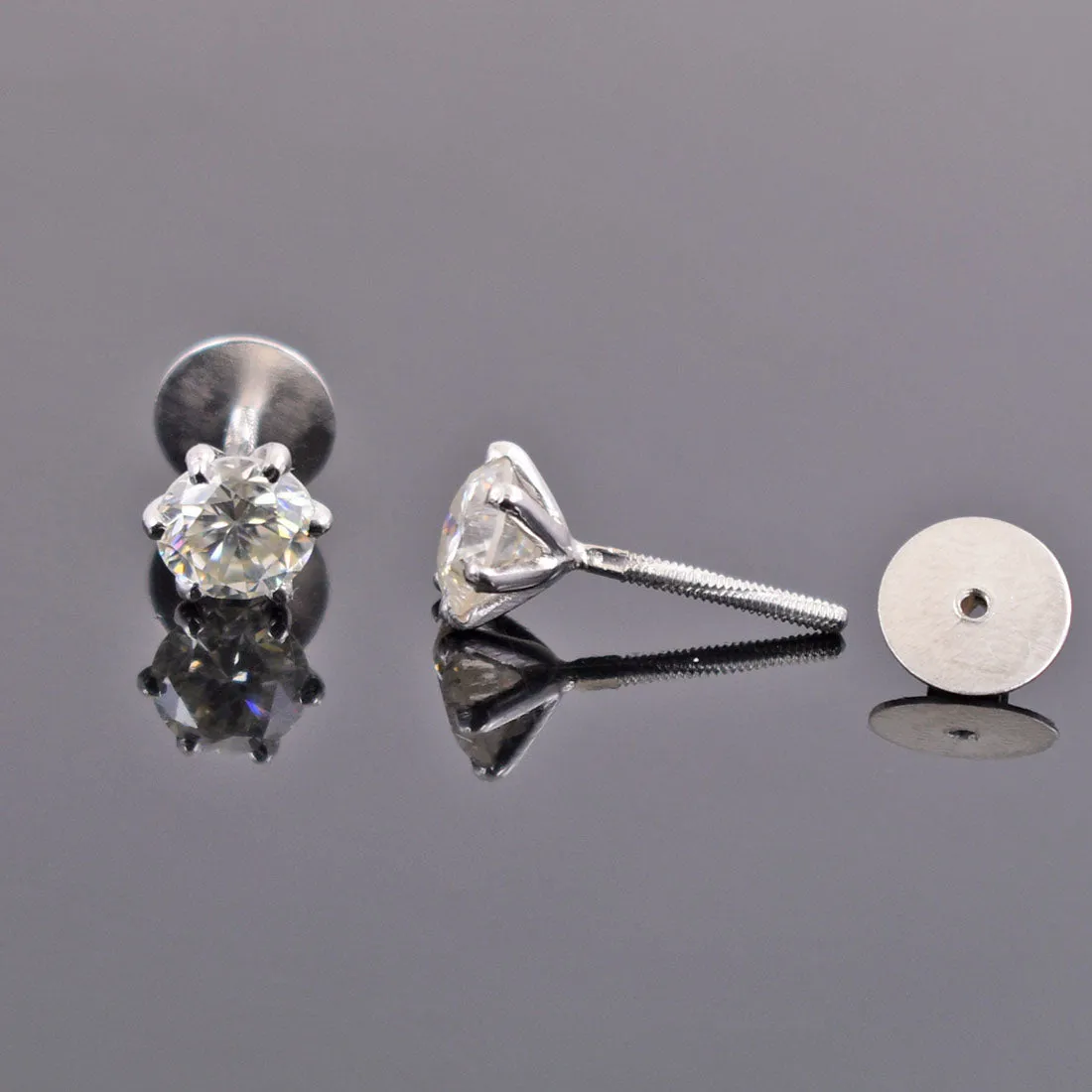 AAA Certified 4.00 Ct, Gorgeous Off-White Diamond Solitaire Studs in 925 Silver! Amazing Collection & Great Shine
