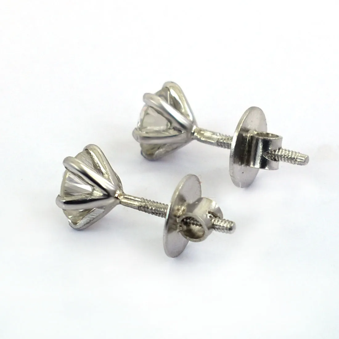 AAA Certified 4.00 Ct, Gorgeous Off-White Diamond Solitaire Studs in 925 Silver! Amazing Collection & Great Shine