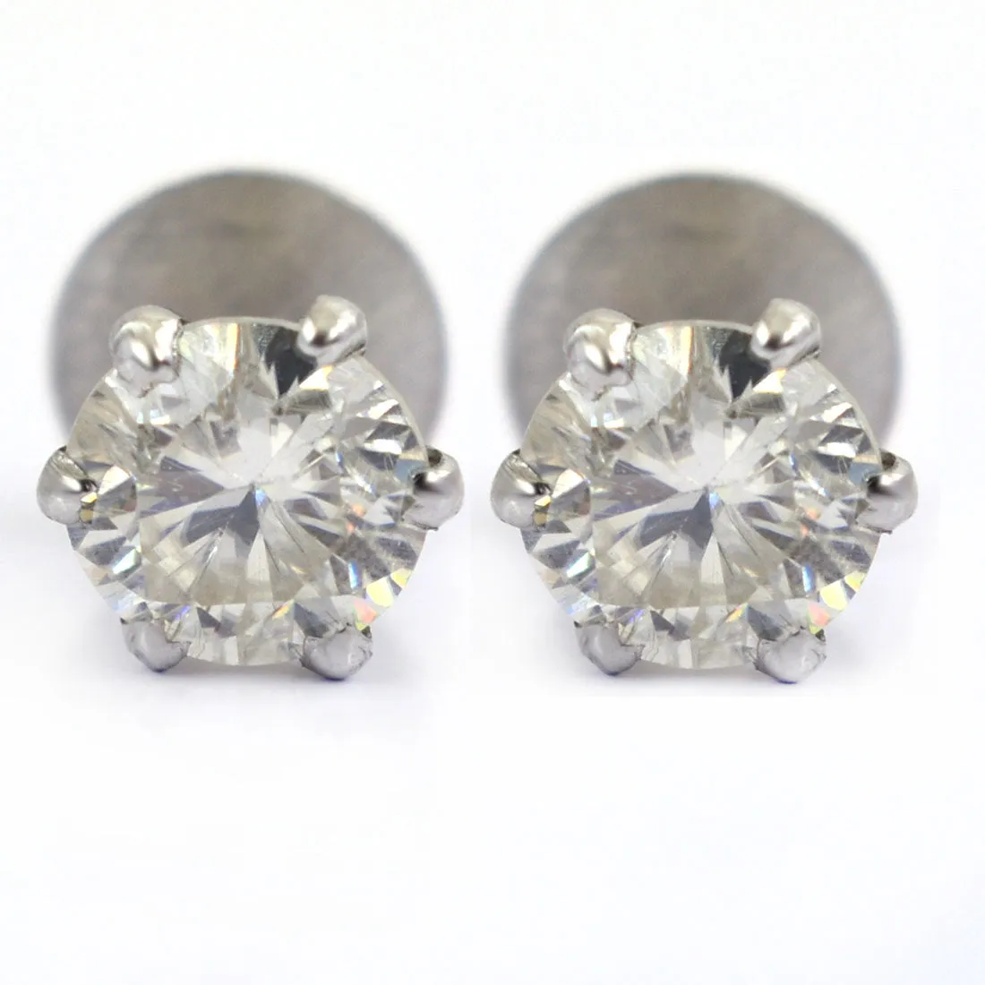 AAA Certified 4.00 Ct, Gorgeous Off-White Diamond Solitaire Studs in 925 Silver! Amazing Collection & Great Shine