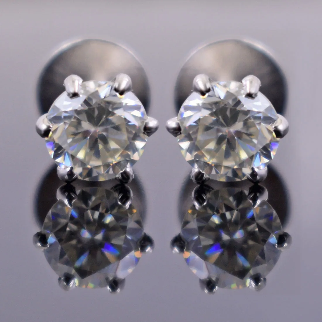 AAA Certified 4.00 Ct, Gorgeous Off-White Diamond Solitaire Studs in 925 Silver! Amazing Collection & Great Shine
