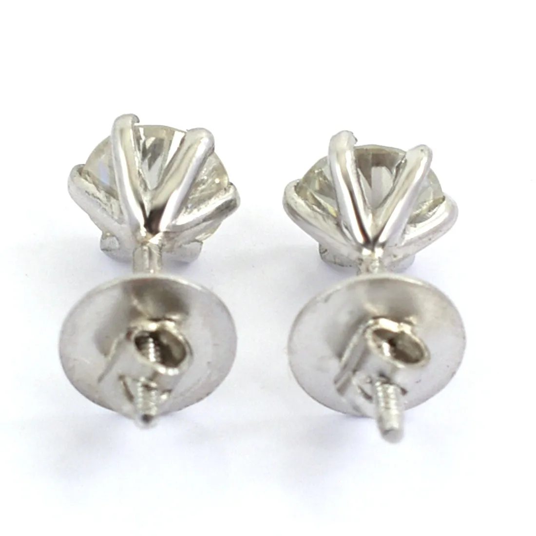 AAA Certified 4.00 Ct, Gorgeous Off-White Diamond Solitaire Studs in 925 Silver! Amazing Collection & Great Shine