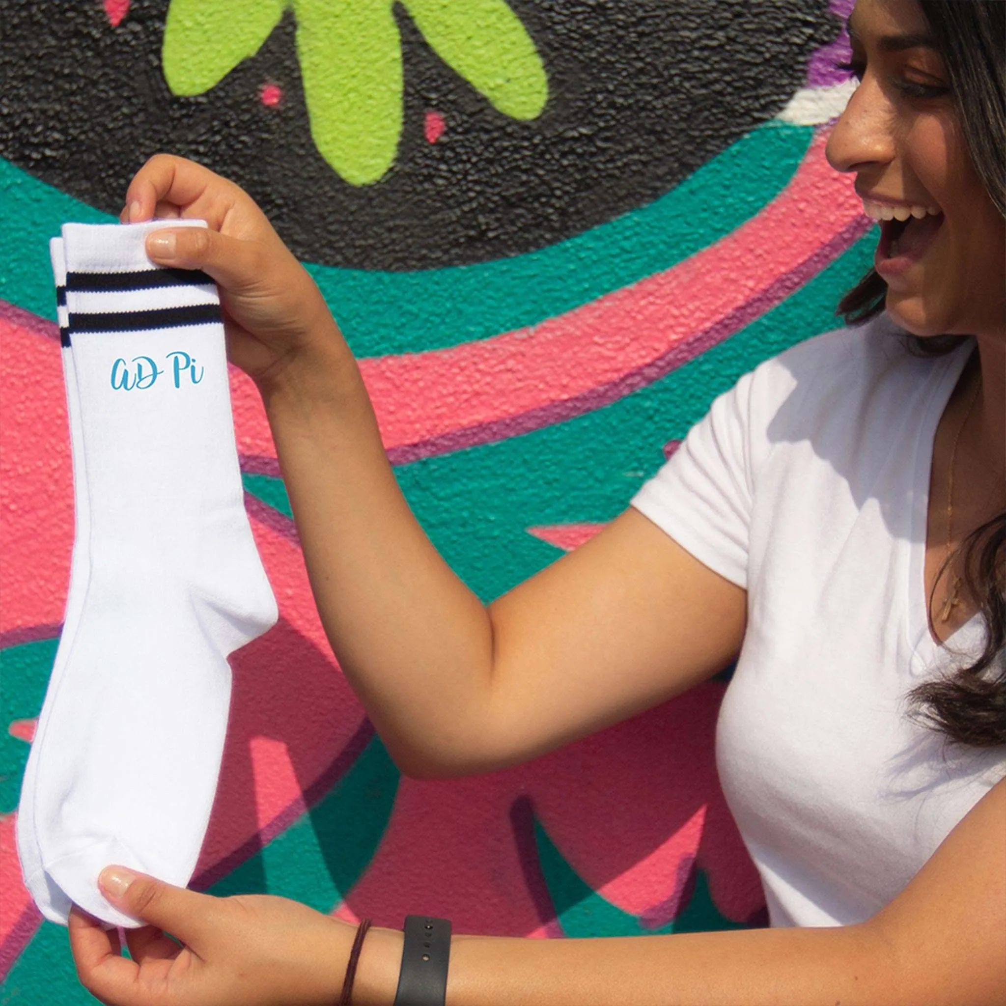 AD Pi Double Stripe Crew Socks