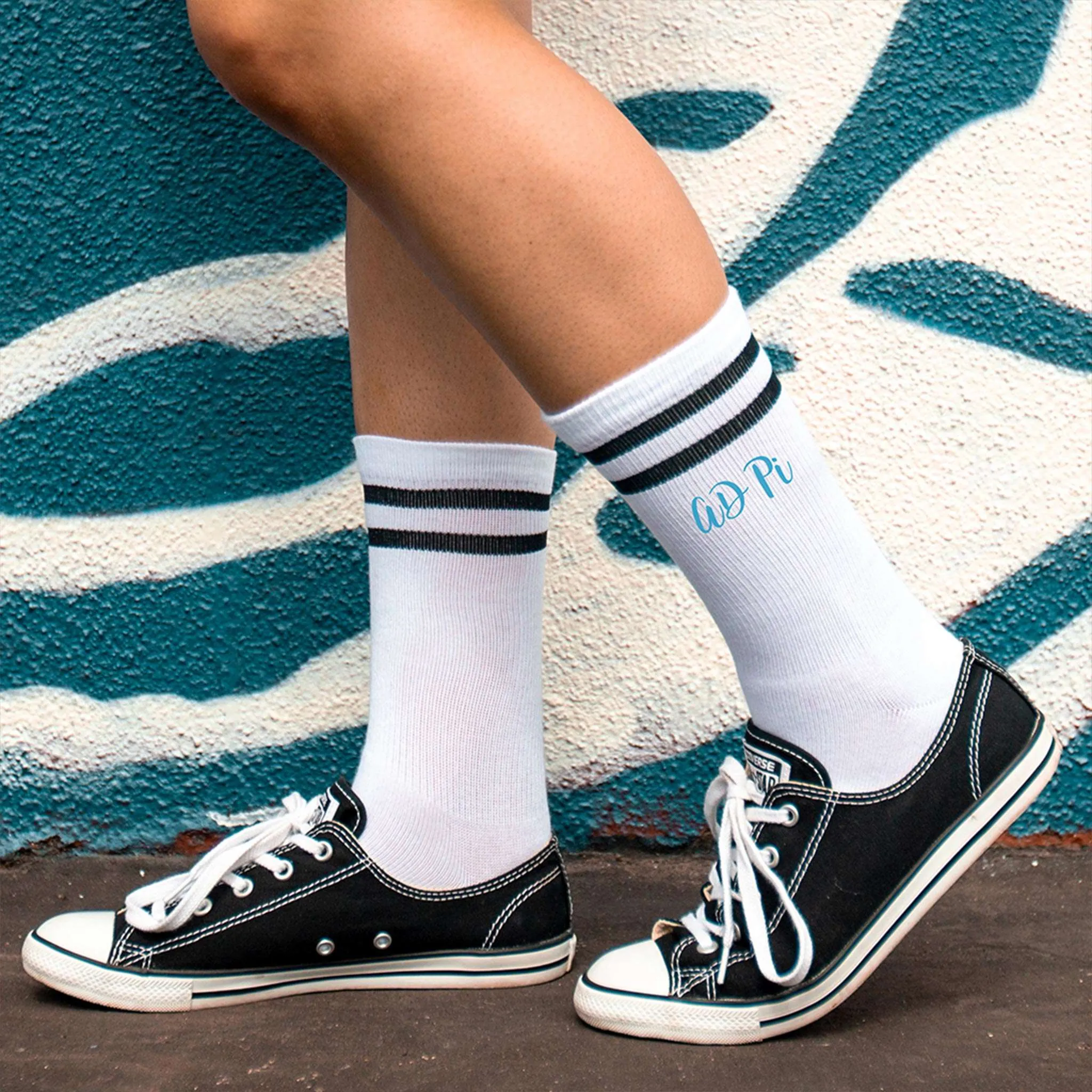 AD Pi Double Stripe Crew Socks