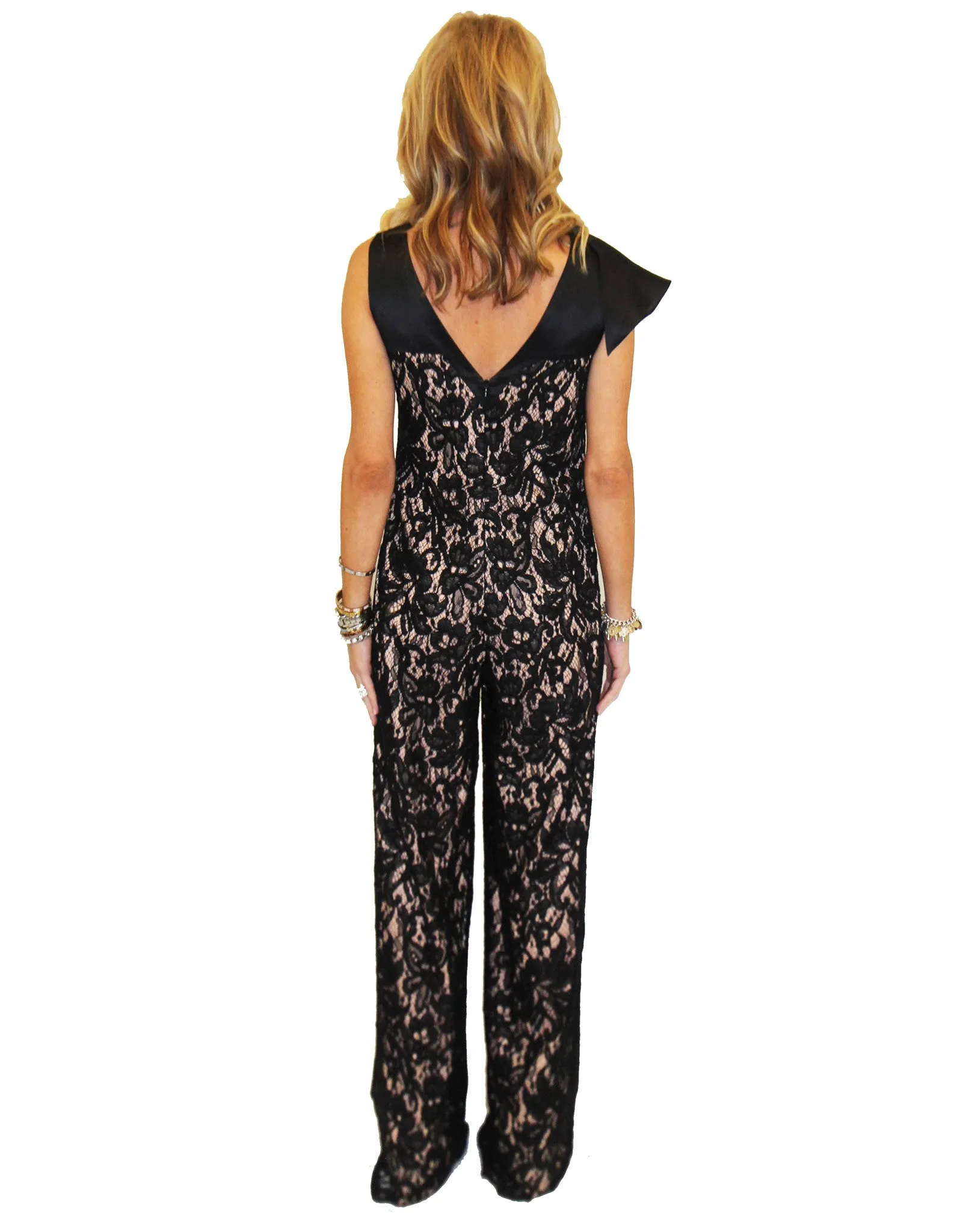 Alexis Oscar Jumpsuit in Black Lace