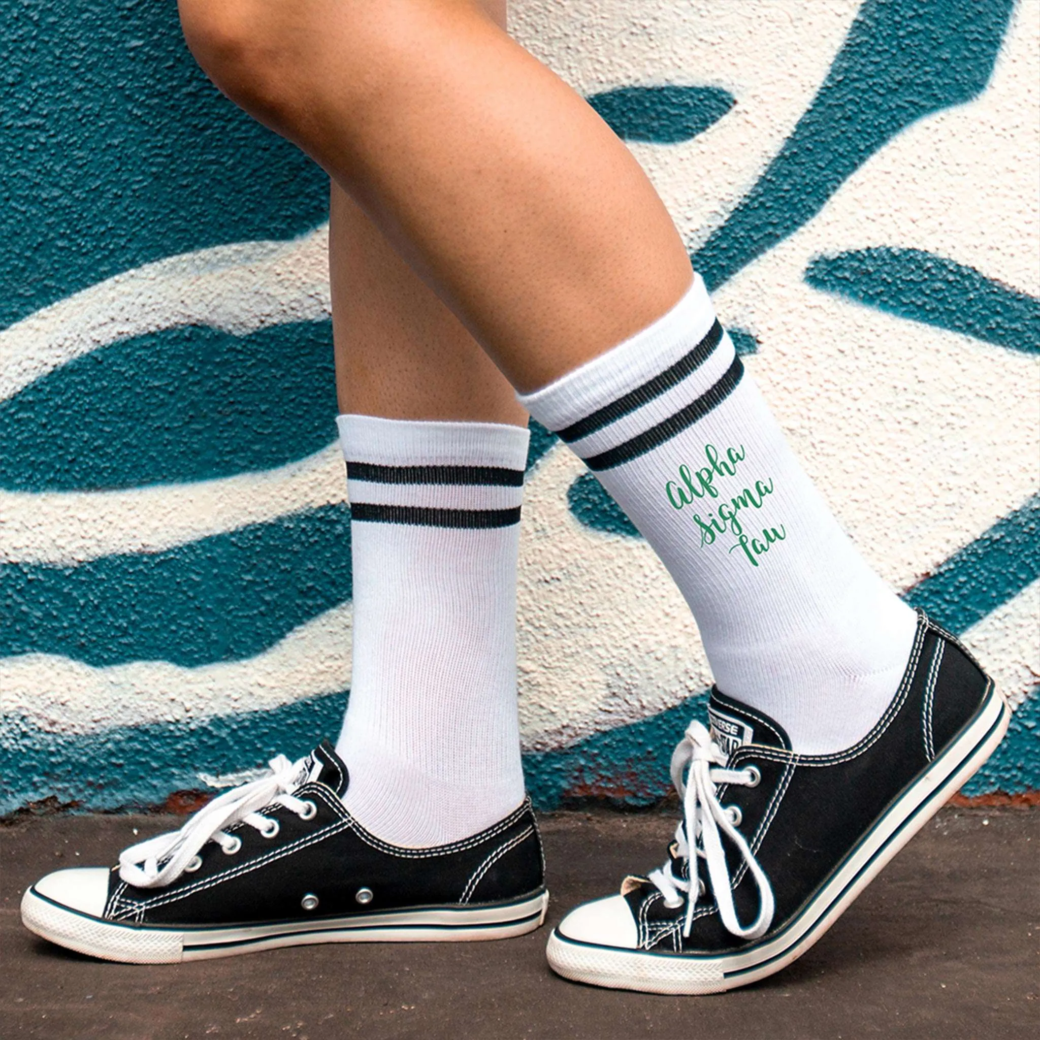 ALPHA SIGMA TAU Striped Sorority Socks